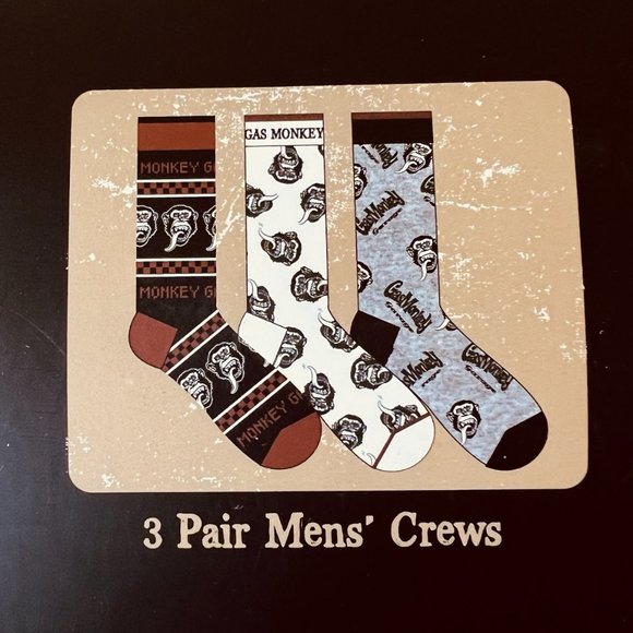 GAS MONKEY GARAGE 3 Pair Men's Crew Socks NIB - Picture 3 of 3